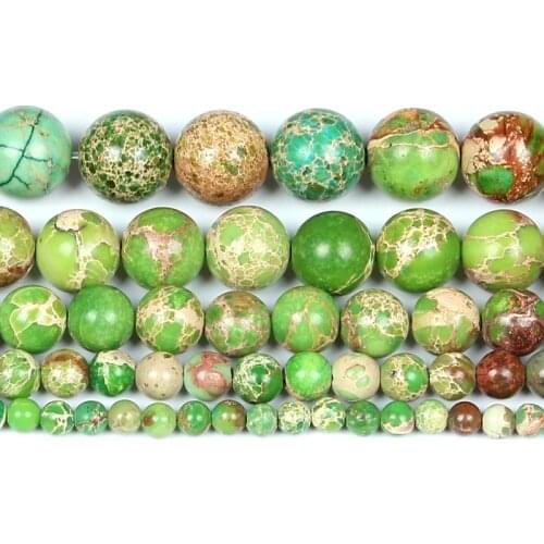 Natural Stone Smooth Fruit Green Emperor Stone Charm Round Loose Beads For Jewelry Making Needlework Bracelet Diy Strand4-12MM