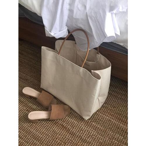 2021 New Product Female Bag Minimalist Ins Large Capacity Canvas Bag Female Bag Wild One-shoulder Portable Solid Color Tote Bag