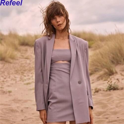 Women New Fashion Single Button Large profile Blazer Coat Vintage Long Sleeve Female Outerwear Chic Femme Vestidos