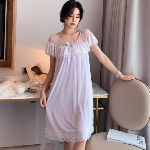 New sexy sleepwear girl summer net yarn court restore ancient ways lovely girl lace princess nightgown can be worn outside