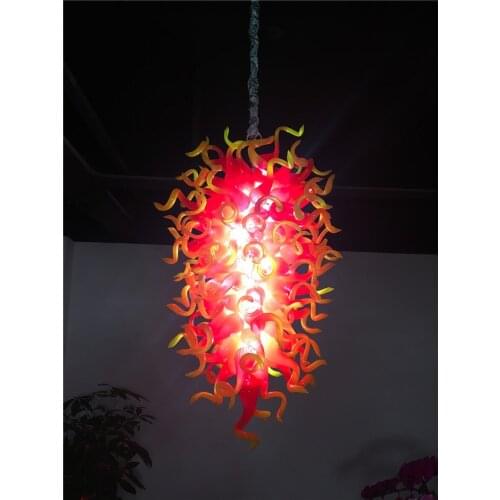 Luxury Red and Yellow Crystal Chandelier Modern LED Light Hand Blown Glass Chandelier for New House Decoration
