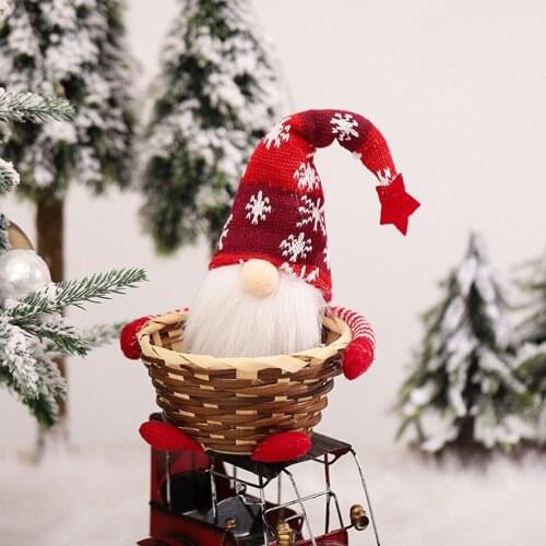 Christmas Candy Basket Faceless Santa Decor Ornament Xmas Basket Gift Storage Basket Home Garden Festive Party Supplies
