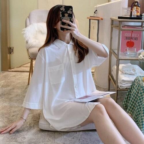 Spring Summer 2021 New Sexy Womens Nightdress Blouse Skirt 3 / 4 Sleeve Nightgown Home Wear Sleepwear Night Gown Night Dress