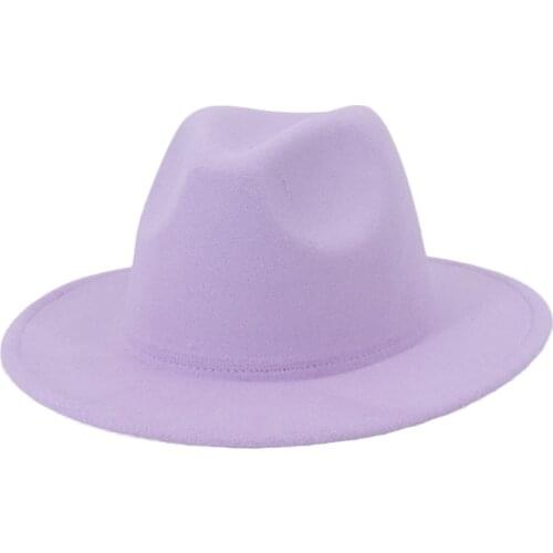 Simple Solid Autumn And Winter Fashion Wool Felt Unisex Fedora Hats Colorful Casual Wedding Church Vintage Jazz Wide Brim Caps