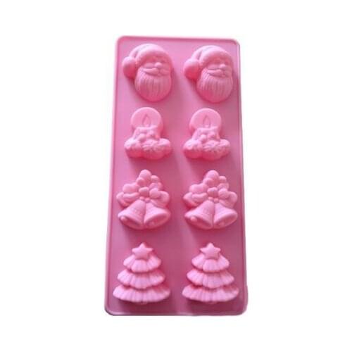8 Cavity Christmas Tree Father Christmas Bells Silicone Baking Cake Mold Candle Soap DIY Mold Bakeware