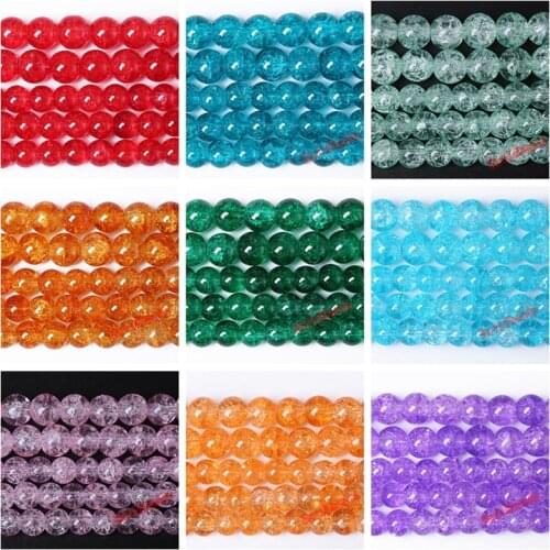 Blue Orange Green Cracked Quartz Natural Stone Beads Beads for Jewelry Making 8 10 12 mm Crystal Round Beads Diy Bracelet