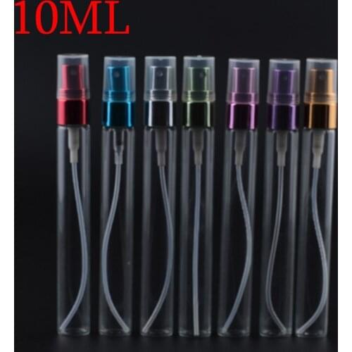 6pcs/Lot 10ml Glass Perfume Sprayer Bottles Empty Container Perfume Bottle Atomizer Refillable Mini Colorful Aluminum Sprayer