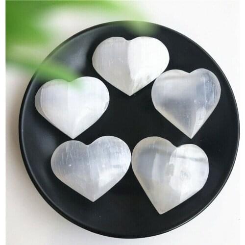 Heart-shaped Natural selenite gemstone heart reiki healing chakra gypsum stone Christmas gift for girlfriend