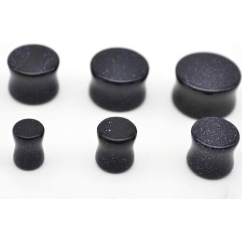 Blue Sandstone Ear Plugs Natural Expand Flesh Tunnel Taper Stetcher Double Flare Semi Precious Body Piercing Jewelry hip hop