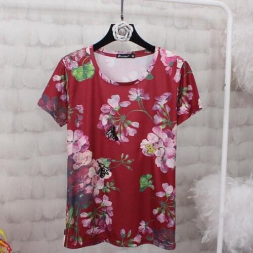 Zuolunouba 2019 New Vintage Flower Short Sleeve Tees Tops Embroidery Bee Harajuku O-neck Women T-shirts Plus Size 4xl