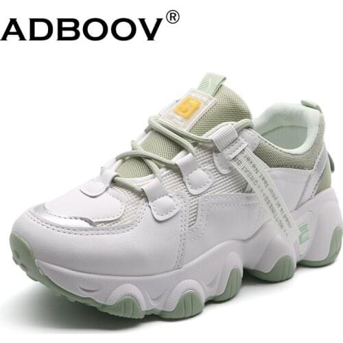 ADBOOV Breathable Women Shoes Leather Mesh Fashion Casual Sneakers Female Footwear