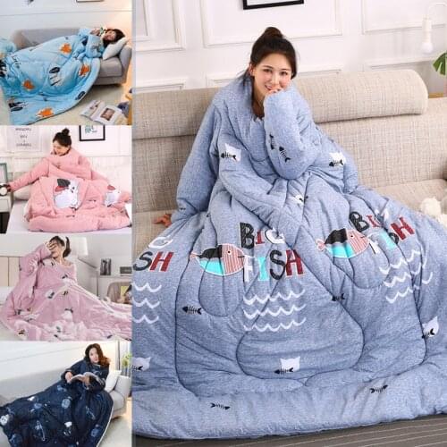 8 Styles New Winter Lazy Quilt with Sleeves Warm Thicken Blanket Multifunction Soft for Home Winter Nap Covered Blanket J99Store