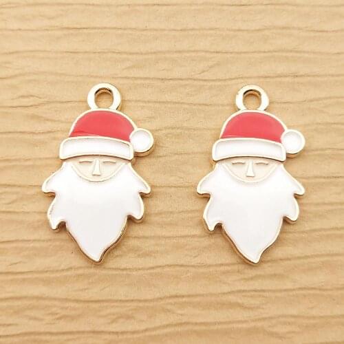 10pcs 14x23mm enamel father christmas charm for jewelry making cute earring pendant bracelet charm necklace charms diy finding