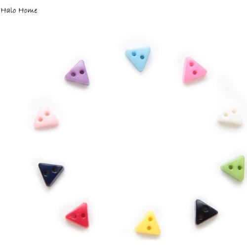 100pcs 6mm Mini 2 hole Triangle Resin Multicolor Single Color Optional buttons Sewing Scrapbooking Decor Handmade DIY