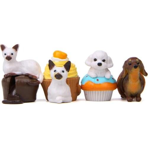 4Pcs Mini Cute Cartoon Animals Puppy Dog Model Toys Ornaments Decor Collection Supplies set gifts for Children