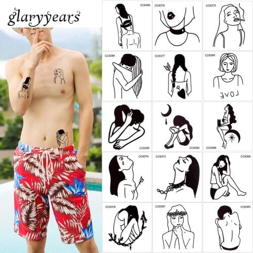 6*6cm glaryyears 5 Pieces/lot Sexy Women Decal CC Black Temporary Tattoo Sticker Fake Small Pattern Body Makeup Tattoo 2019 Gift