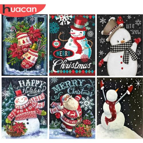 HUACAN 5D DIY Diamond Painting Snowman Mosaic Santa Claus Full Square Diamond Embroidery Christmas Needlework Home Decor