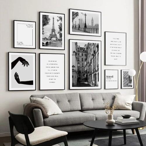 Tower Paris France London street Quotes Nordic Vintage Poster Wall Art Print Canvas Painting Wall Pictures For Living Room Decor