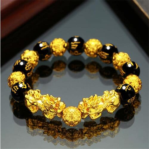 Attract Wealth Wealth Bracelet Feng Shui Obsidian Good Luck Black Jewellery