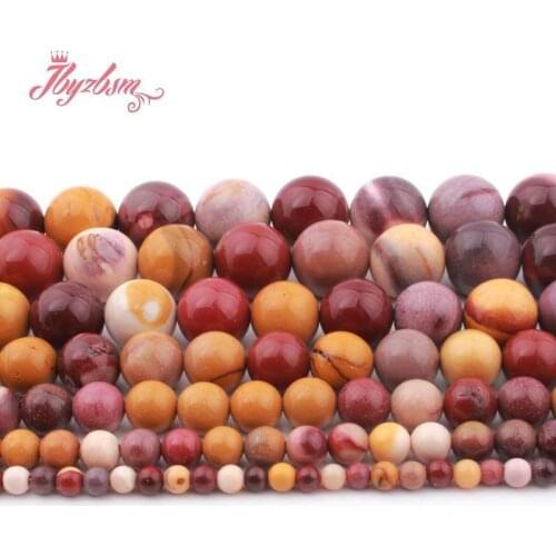 Natural Mookaite Jaspers Multicolor Loose Smooth Stone Beads For DIY Necklace Bracelets Jewelry Making Strand 15" 4/6/810MM