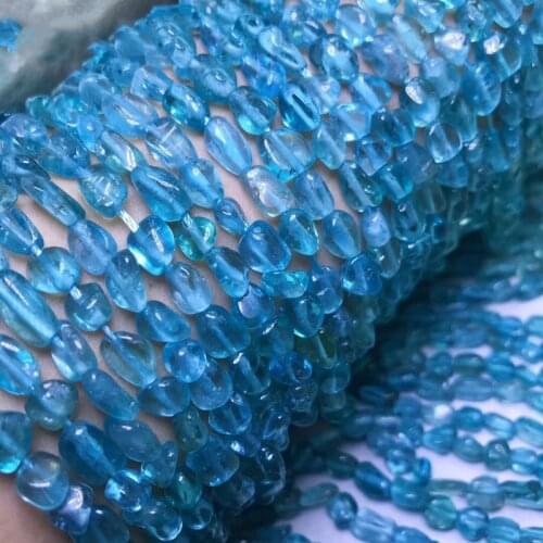 LOOSE BEADS blue Apatite barqoue nuggets 6-8mm wholesale for DIY jewelry necklace 37cm