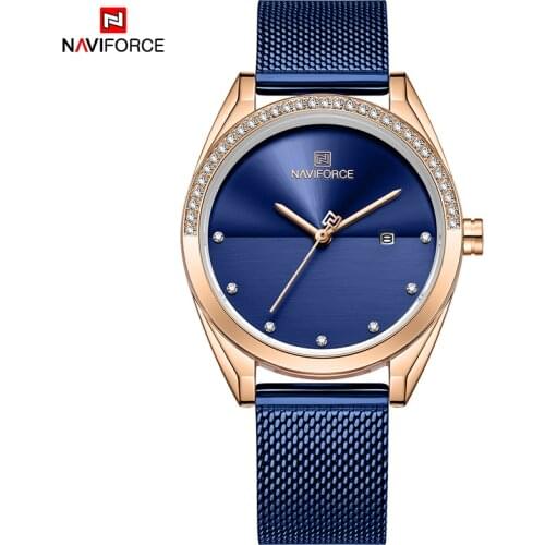 Women’s Watches NAVIFORCE Top Brand Women Fashion Quartz Watch Ladies Stainless Steel Waterproof Wristwatch Analog Date Clock
