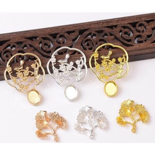 10 PCS KC Gold Silver Plated Leaf Flowers Bird Charms Metal Alloy Accessories For DIY Jewelry Making