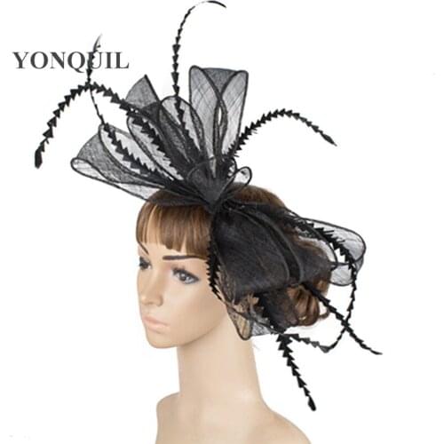 Elegant Women Sinamay Material Fascinator Formal Headpiece Photographic Studio Hair Accessories Race Hat Headband XMF245