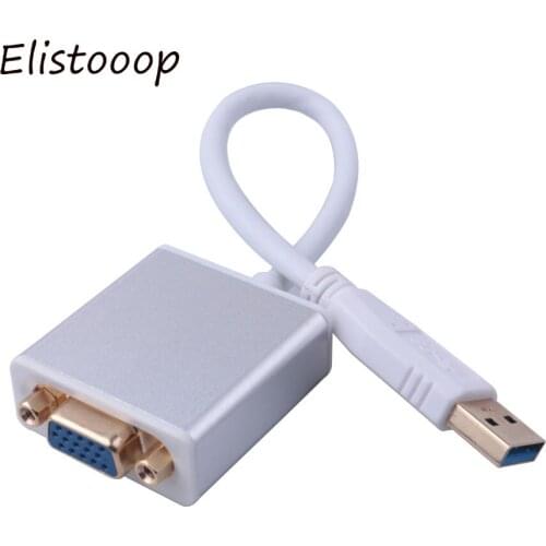 Elistooop USB 3.0 to VGA Video Display External Cable Adapter 1080P @60Hz male to female for PC Laptop Windows