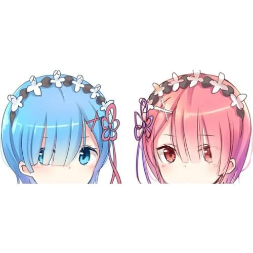 Fuzhen Boutique Decals Exterior Accessories Anime Twins with Blue Rem Ram Vinyl Car Stickers Personality Surfboard RV Decal