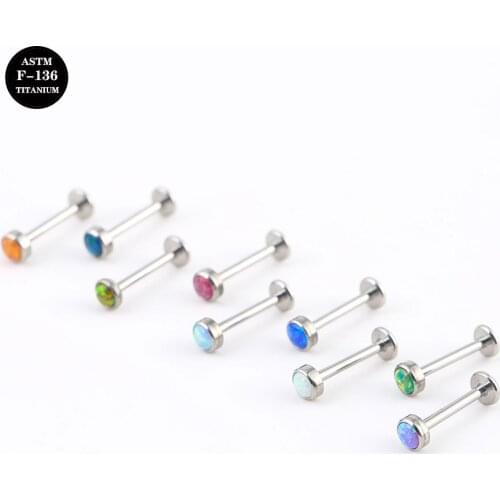 16G Implant Grade Titanium ASTM F136 Internal Thread Screw Labret Opal Ball Cartilage Helix Ear Piercing Body Jewelry