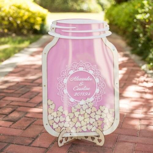 Personalized Wooden Wedding Guest Book,Rustic Wedding,White Wedding Guest Book Alternative Drop Top Box,Pink Wedding Guestbook