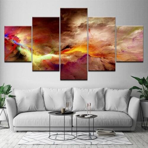 Canvas Painting The Purple Abstract Clouds 5 Pieces Wall Art Painting Modular Wallpapers Poster Print for living room Home Decor