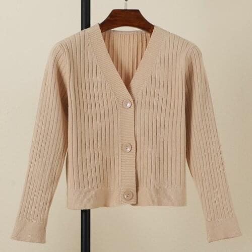 2021korean style fashion long sleeve crochet top Ladies cardigans for Womens clothing brown cropped Knitted cute sweaters woman