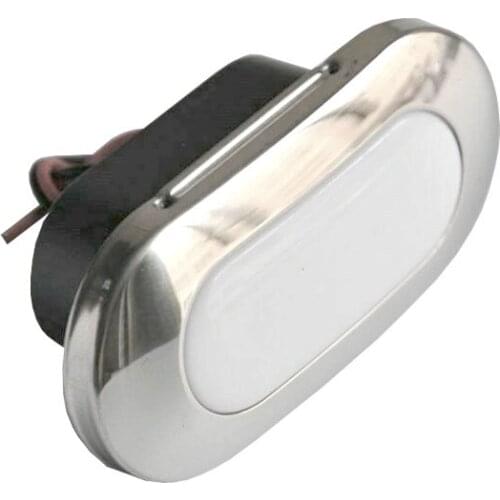 Stainless Steel Flange White Plastic Clens Boat 12V White LED Step Stain Navigation Dome Light