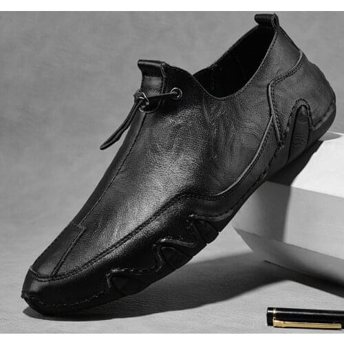 Casual Genuine Mens Leather Loafers Driving Shoes Boat Shoes Handmade Loafers Fashion Breathable Slip on Moccasins