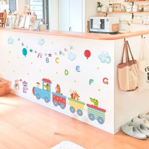 Best holiday Train Wall Sticker for Kids Room Home Decor Nursery Wall Decal Children Poster Baby House Mural Hot Sell