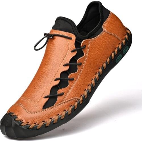 Summer New Mens Leather Shoes Men Loafers Moccasins Fashion Casual Driving Shoes Genius Leather Walking Shoes Big Size 48