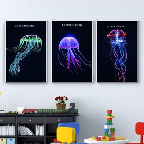 Jellyfish Wall Art Kids Room Canvas Paintings Cafe Bar Modular Home Art Decor Pictures