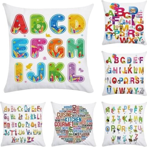 Creative 26 Letters Cushion Cover Cotton Polyester Geometric Throw Pillow Case For Sofa Home Decorative Pillowcase Cover CR126