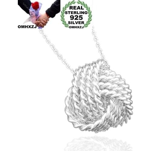 OMHXZJ Wholesale Personality Fashion OL Woman Girl Party Gift Silver Triangle 925 Sterling Silver Charm Pendant Necklace CH71