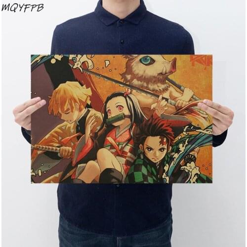 Demon Slayer Anime Kraft Paper Poster Home Decoration Painting 50.5x35cm