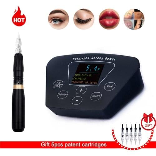 Professional Tattoo Machine Rotary Pen For Permanent Makeup Eyebrows Lip Microblading Tattoo Machine Kit With Tattoo Needle