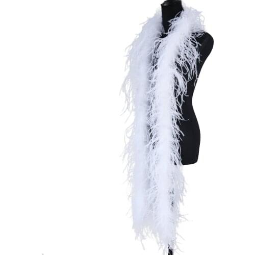 2ply Thickness Ostrich feather boas Fluffy Soft 2 meter White feather wedding Clothing dress Decorative Shawl High quality Scarf