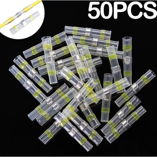 10/30/50PCS Solder Seal Wire Connectors Waterproof Heat Shrink Butt Connectors Electrical Wire Terminals Insulated Butt Splices