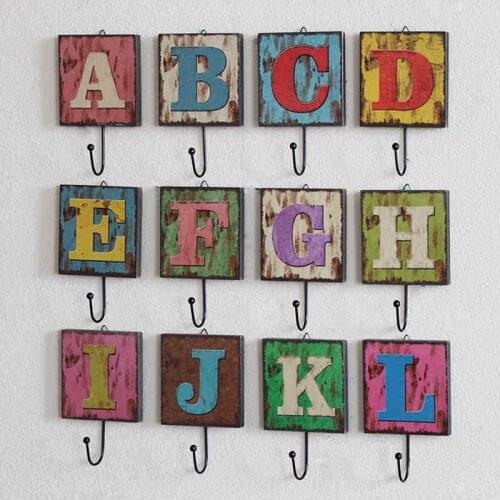 Creative Coffee Shop Home Decoration Key Clothes Hook American Retro 26 English Letters Wall Decoration Mural