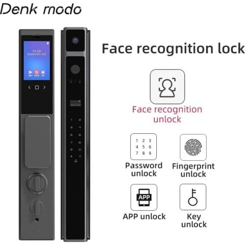 Denk modo Camera Monitor Smart Face Recognition Lock Biometric Fingerprint Intelligent Lock With WiFi APP Password Door Lock