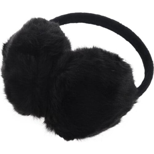 Lady Woman Headband Black Faux Fur Winter Ear Cover Earmuffs