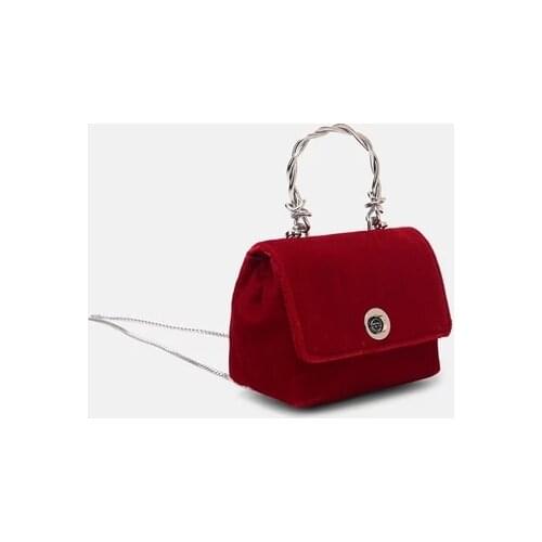 NEW Luxury Brand Fashion Velvet Women Shoulder Bag Lady Chain Messenger Crossbody Bags Famous Designer Lock Handbags Red