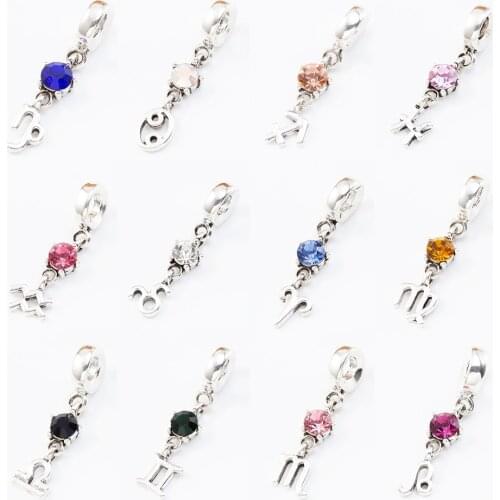Twelve constellations Charms Beads Fit Pandora Charms Bracelet Women Fashion Bead Jewelry Making js2245